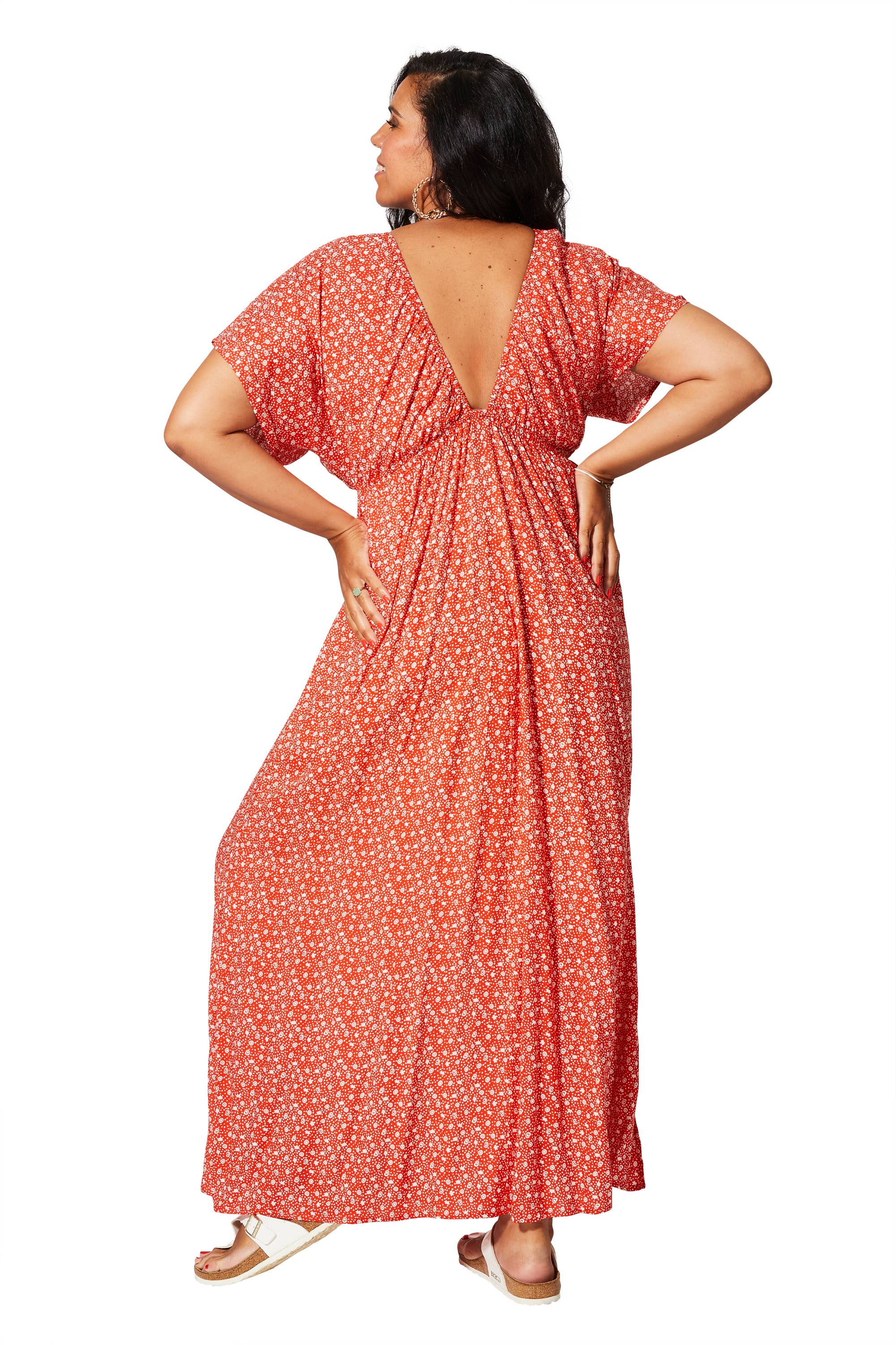LANGES KURZÄRMLIGES SOMMERKLEID MAXIPV0007D