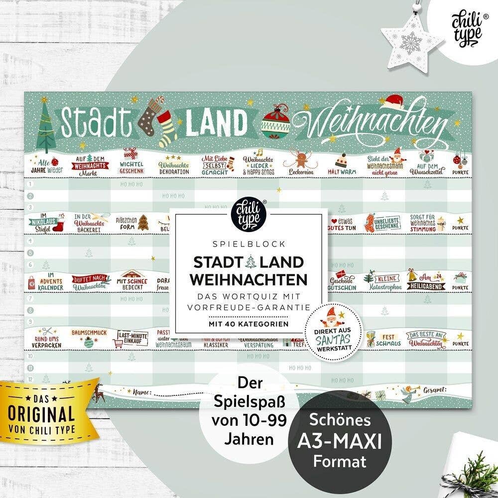 Stadt-Land-Weihnachten - Spielblock DIN A3