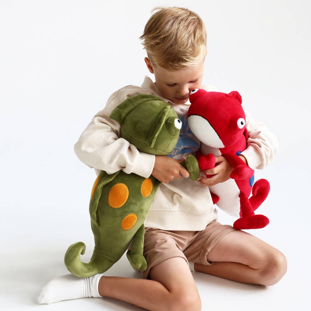 Grünes Chamäleon aus Plüsch, 30 cm