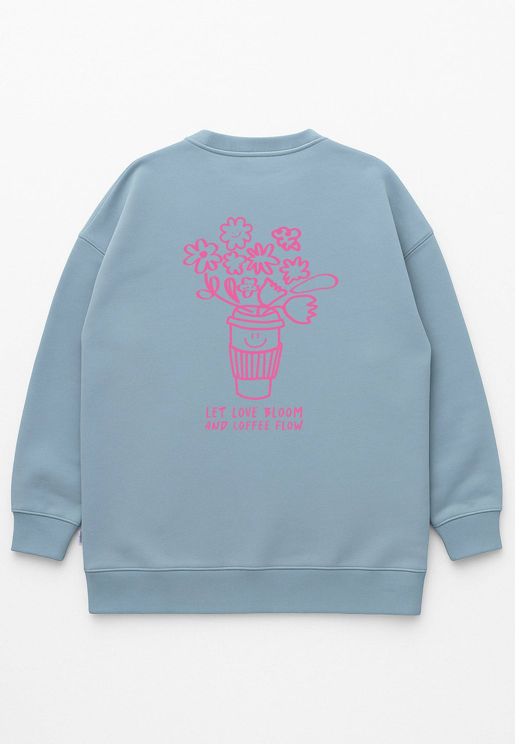 Erwachsenen Sweatshirt Let Love Bloom hellblau