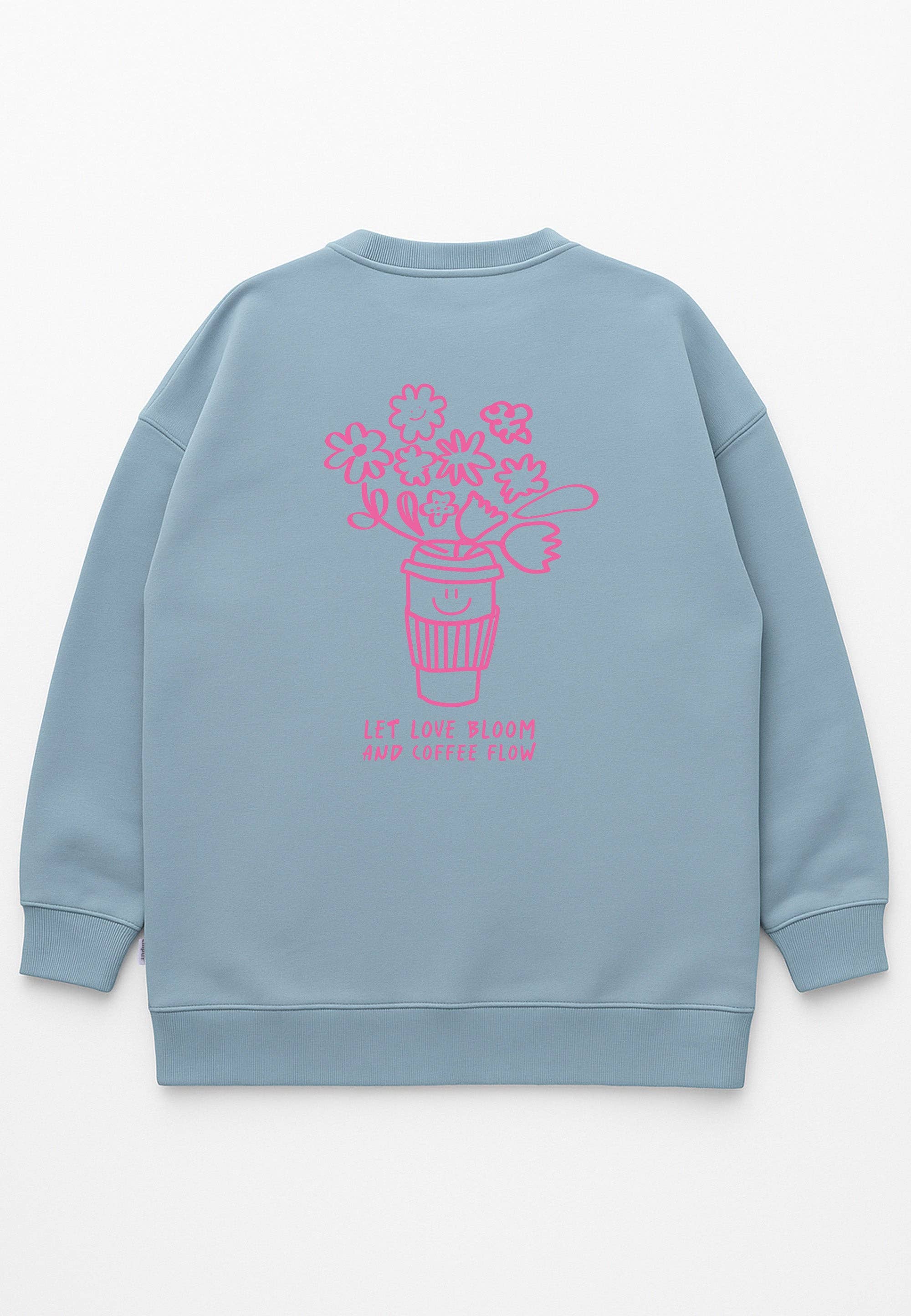 Erwachsenen Sweatshirt Let Love Bloom hellblau