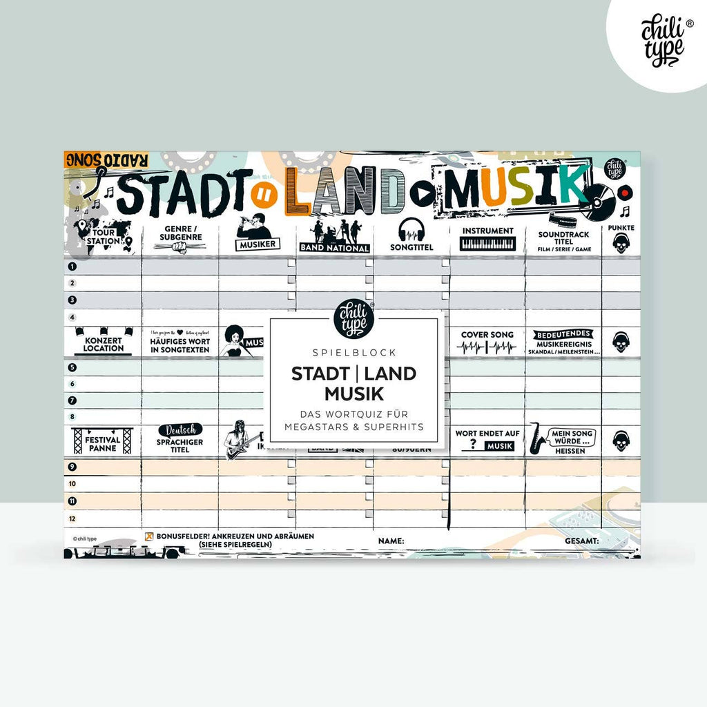 Stadt-Land-Musik - Spielblock DIN A4