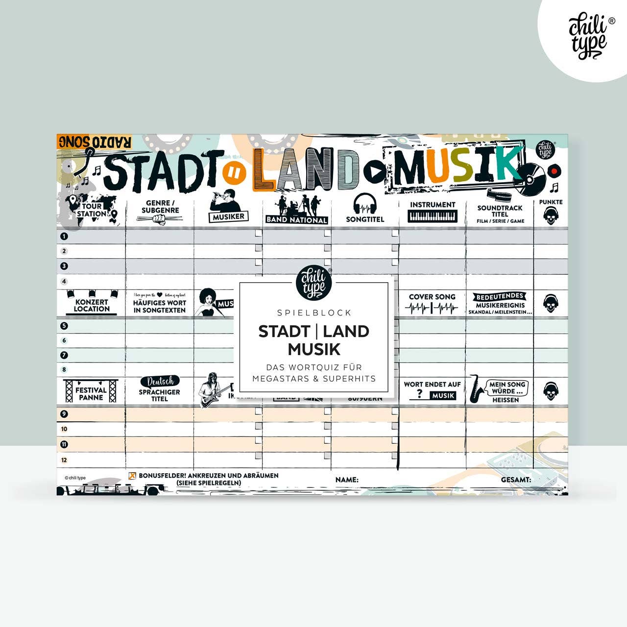 Stadt-Land-Musik - Spielblock DIN A4
