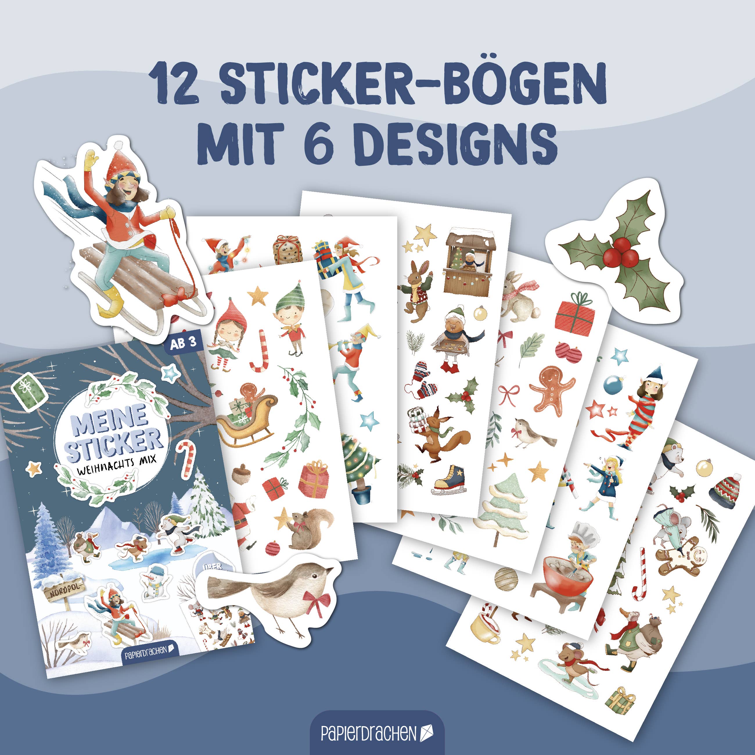 Stickerblock Weihnachten Aquarell - Set 01