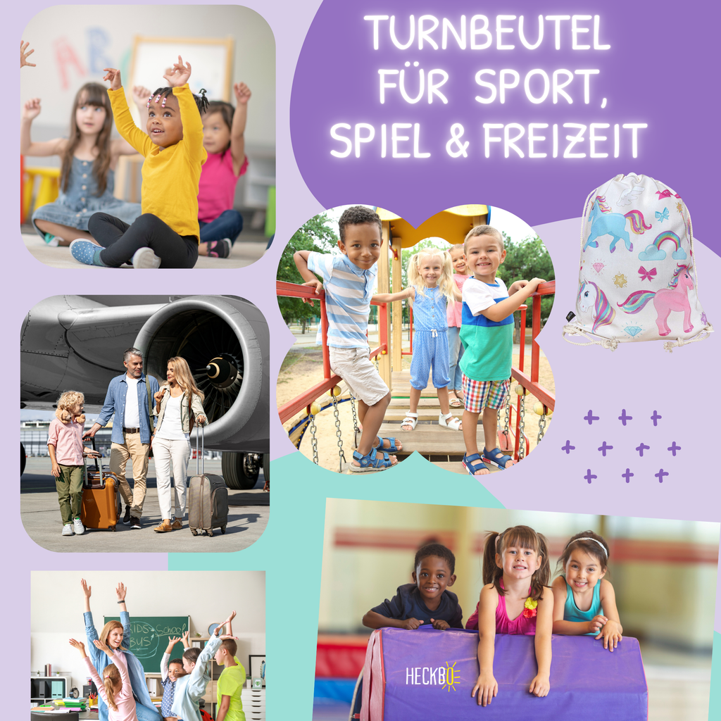 Kinder Turnbeutel Einhorn – Magischer Sportbeutel 40x32 cm von HECKBO