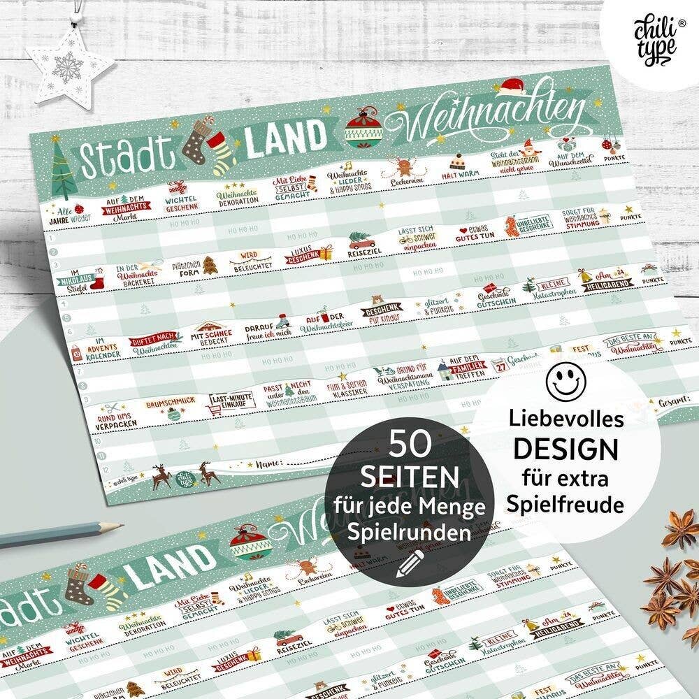 Stadt-Land-Weihnachten - Spielblock DIN A3