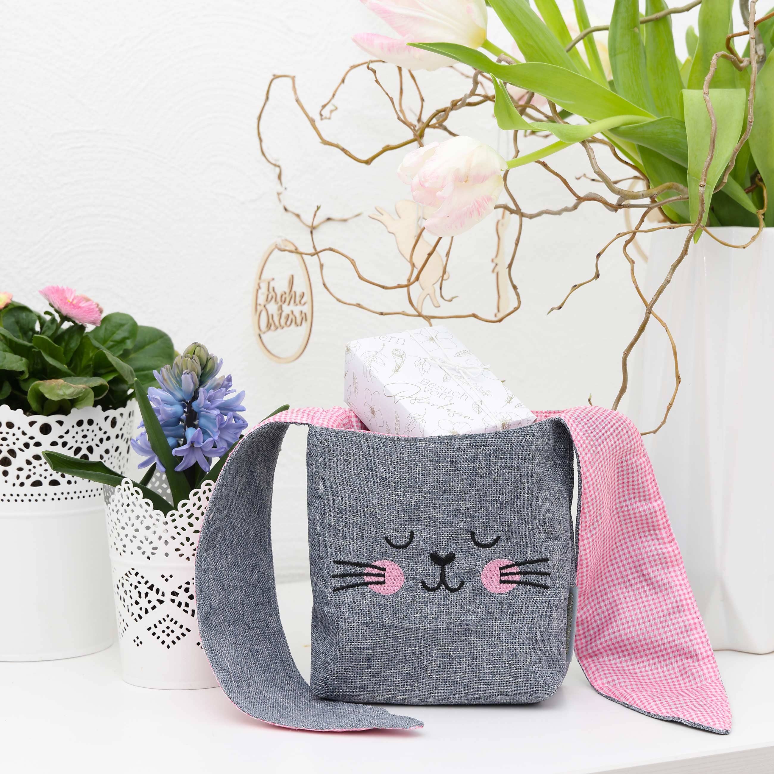 Osternest Stoff Ohren Rosa