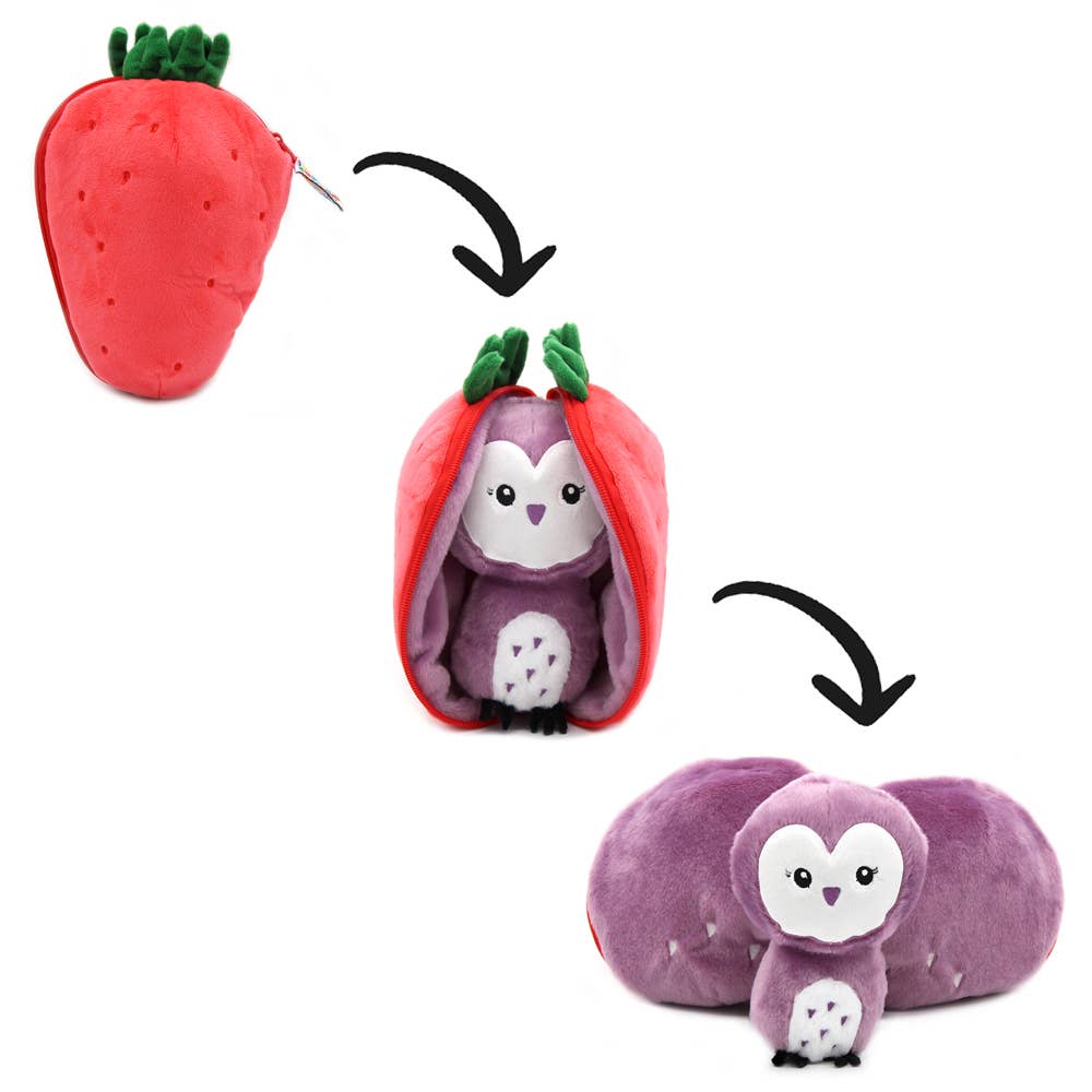 FLIPETZ - Kuschel-Eule Violet / Erdbeere