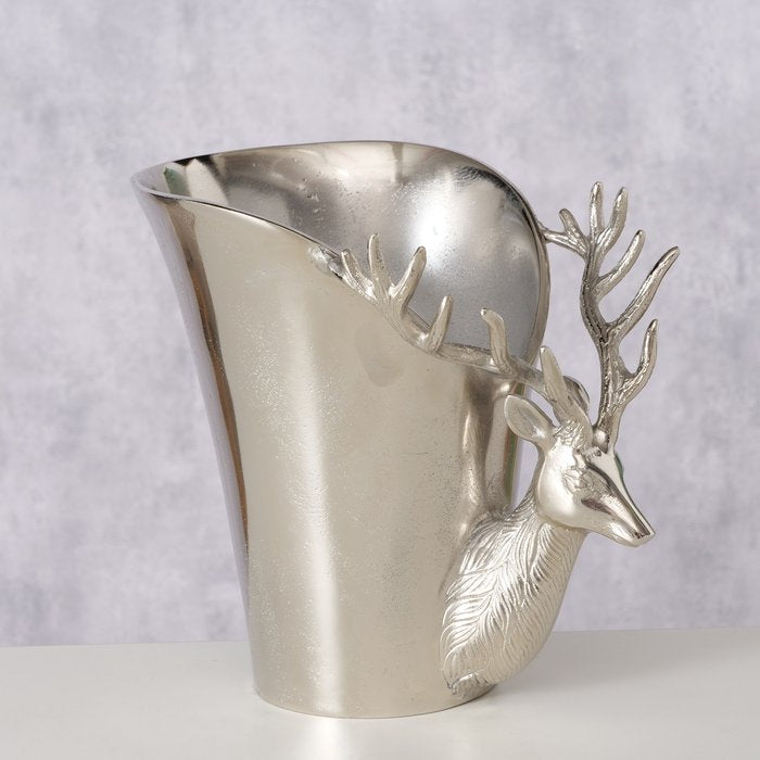 Sekt-/Champagnerkühler Somino – Hirsch-Design, vernickeltes Aluminium (B-Ware)
