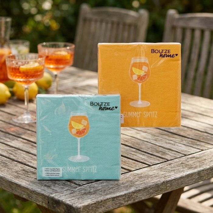 Servietten Summer Spritz – 3-lagig, FSC-zertifiziert, 2 Designs