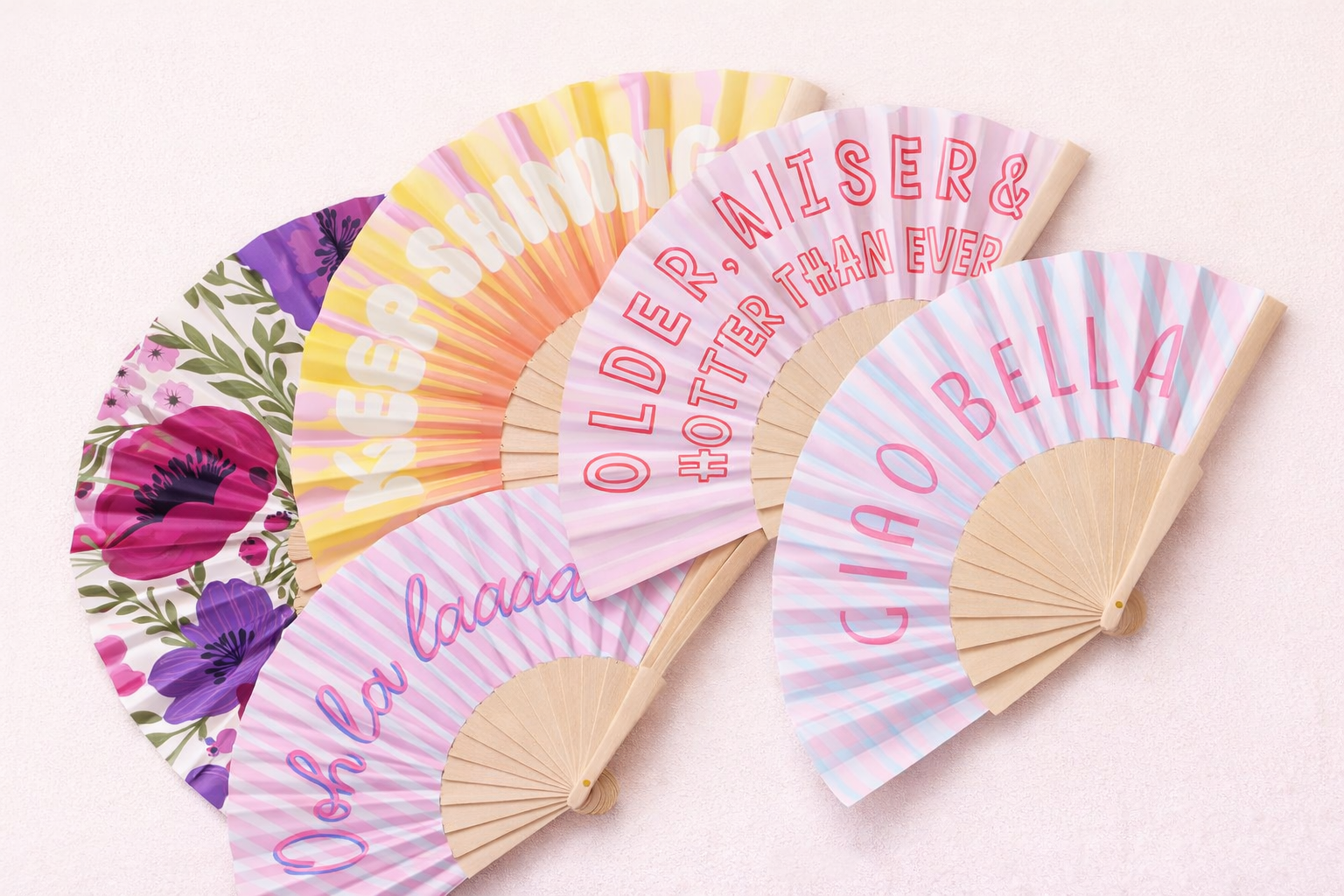 Handfächer aus Holz mit Print – Faltbarer Statement Fächer für Sommer, Festival & Hochzeit