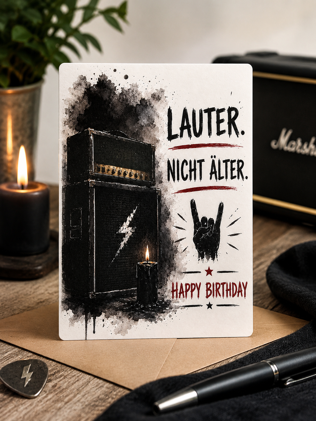 Geburtstagskarte Lauter. Nicht älter. – Heavy Metal Birthday