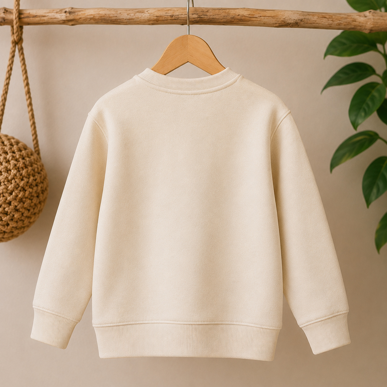 Rückseite Kinder-Sweater Natural Raw – Beispielbild