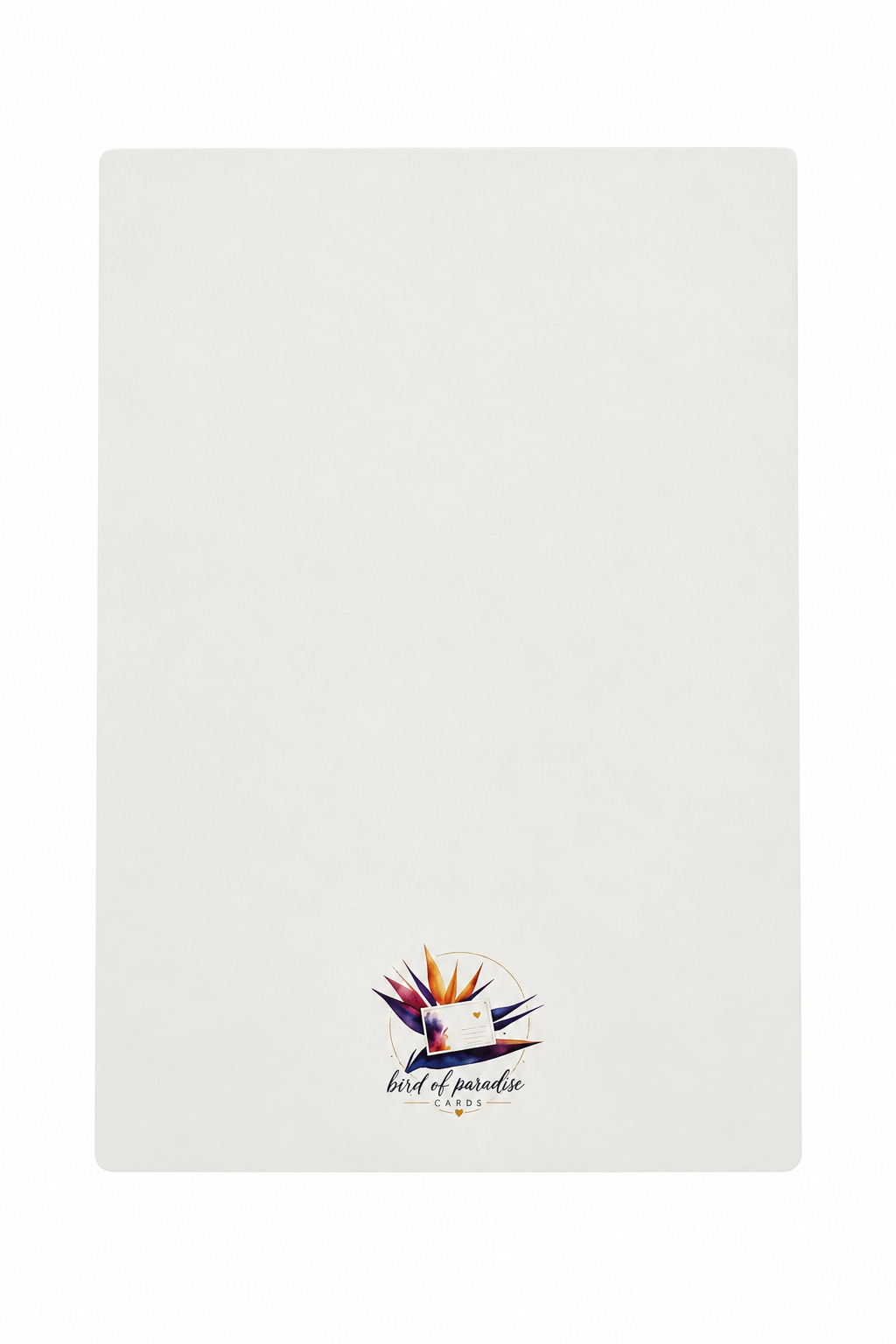 Rückseite der Mutmachkarte mit Bird of Paradise Cards Logo