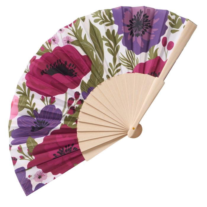 Handfächer aus Holz mit Print – Faltbarer Statement Fächer für Sommer, Festival & Hochzeit