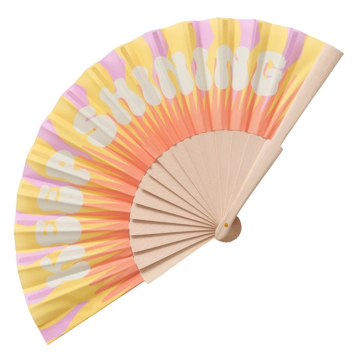 Handfächer aus Holz mit Print – Faltbarer Statement Fächer für Sommer, Festival & Hochzeit