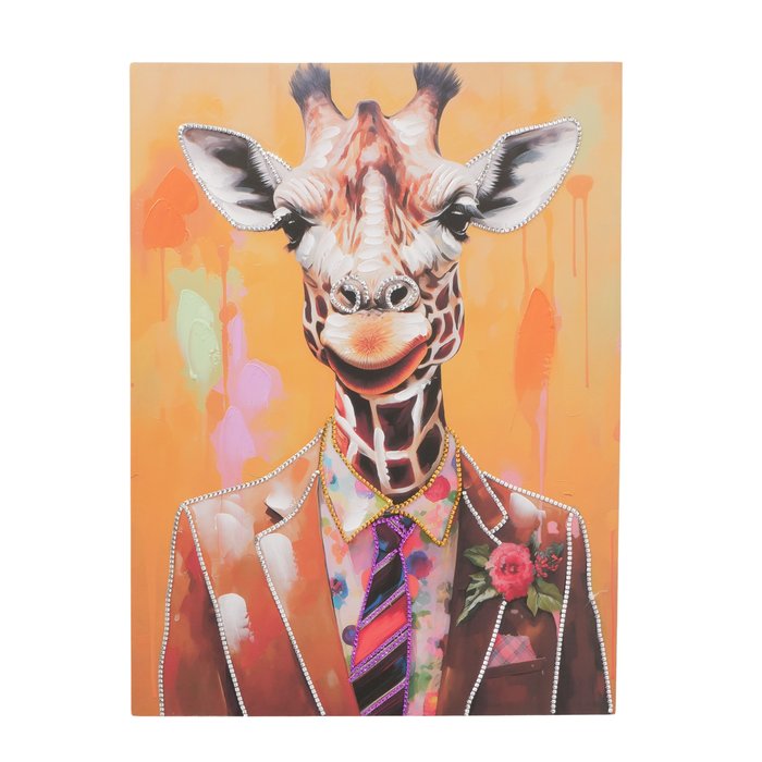 Leinwandbild Giraffe Ferdy – Handgearbeitet mit Strasssteinen