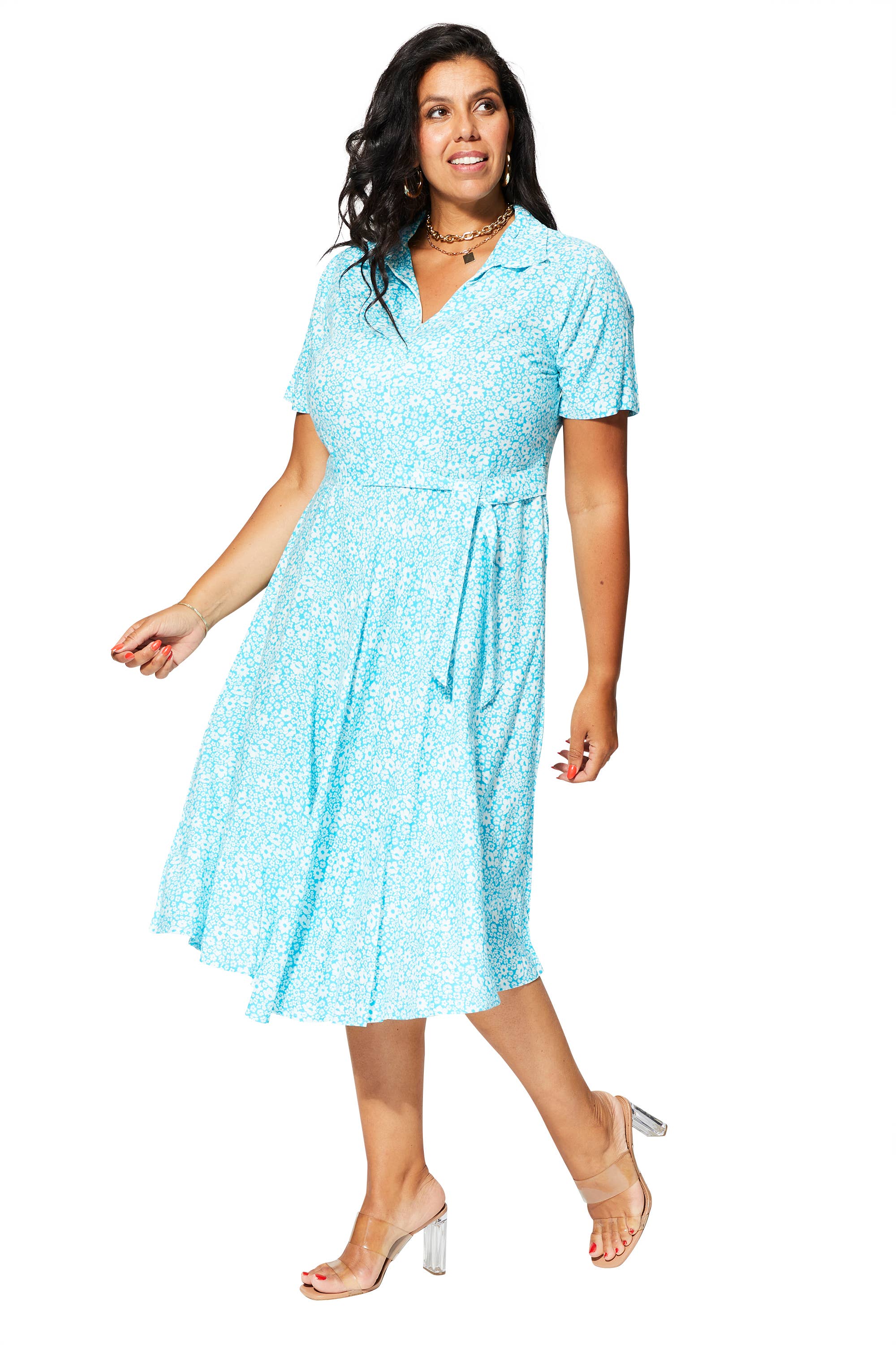 KURZÄRMLIGES MITTELLANGES SOMMERKLEID MAXIPV0010E