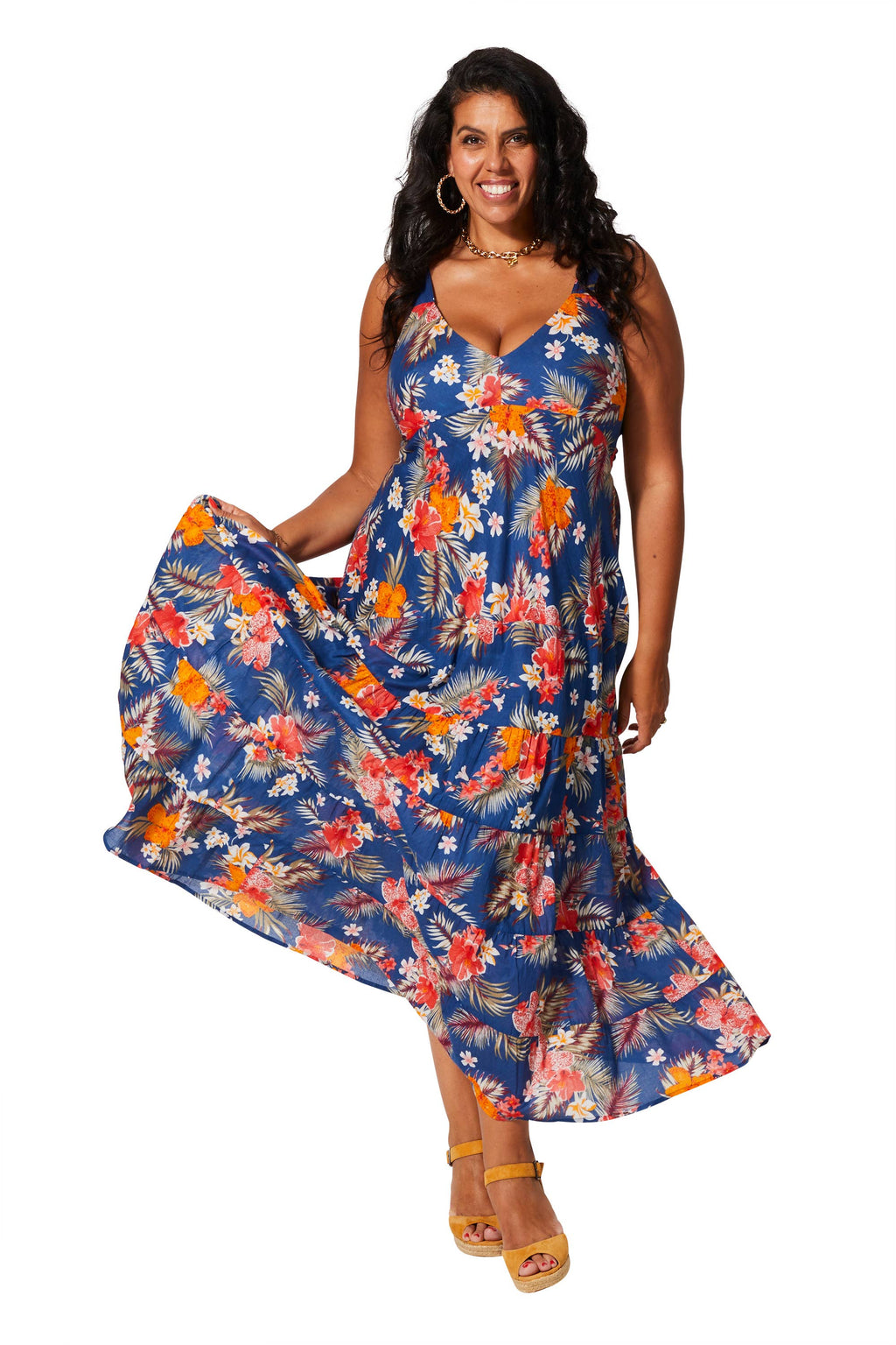 LANGES ÄRMELLOSES SOMMERKLEID MAXIP0040D