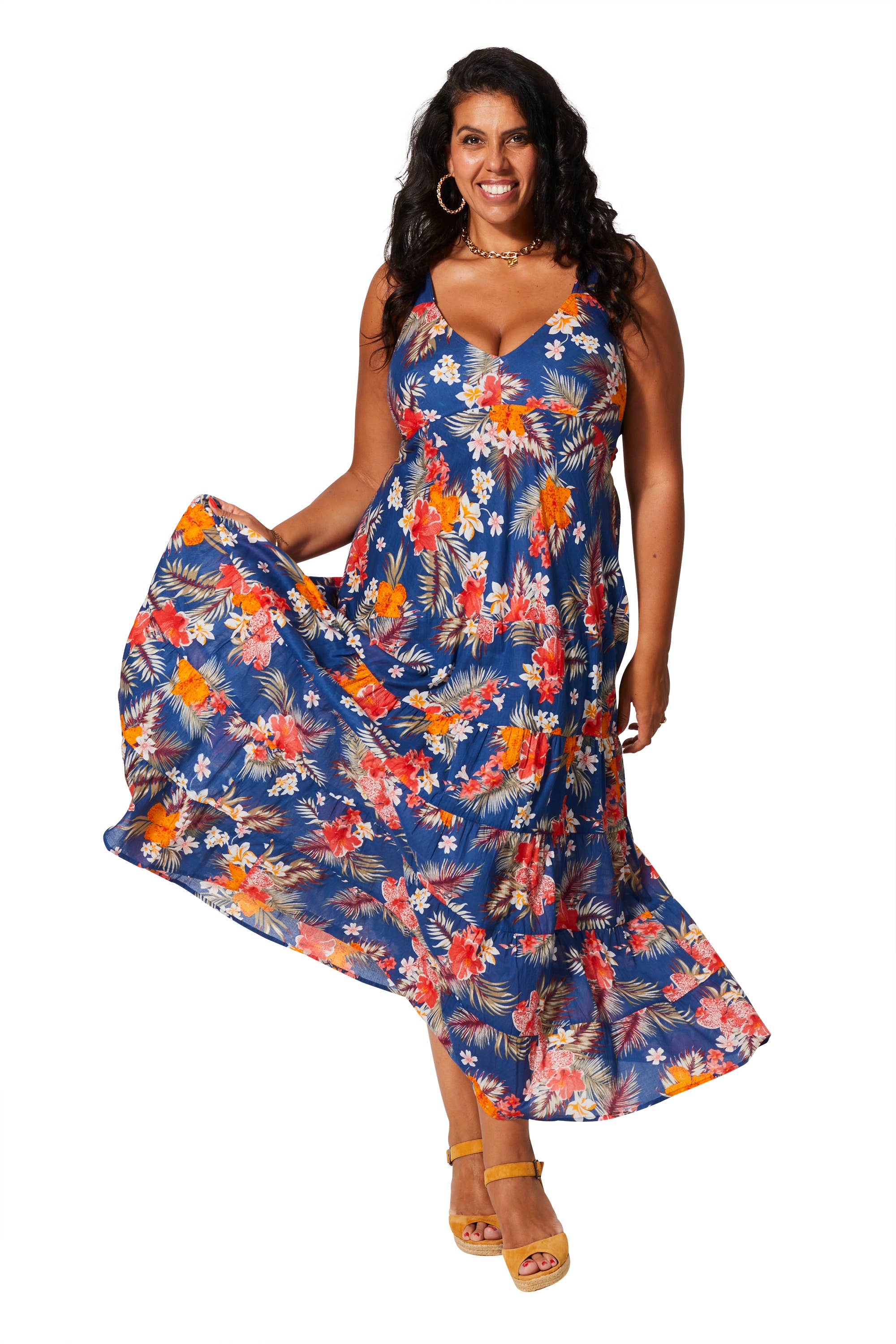 LANGES ÄRMELLOSES SOMMERKLEID MAXIP0040D