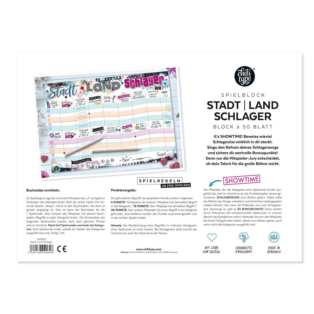 Stadt-Land-Schlager – Spielblock DIN A4