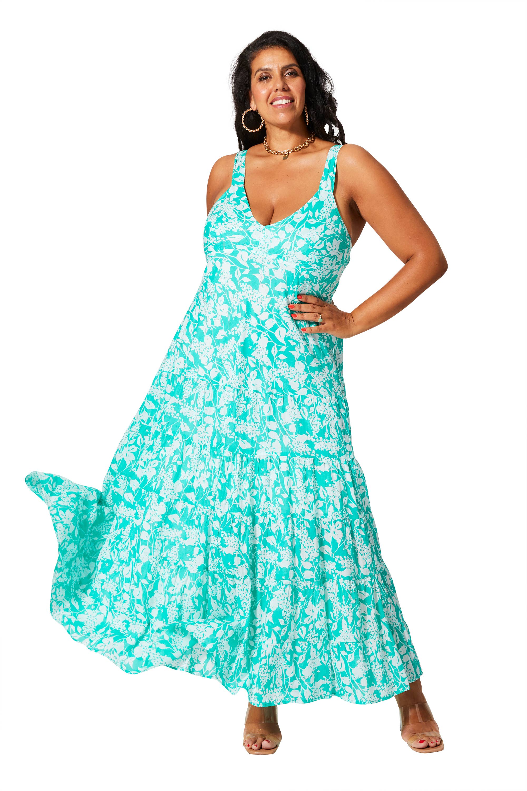 LANGES ÄRMELLOSES SOMMERKLEID MAXIP0040E