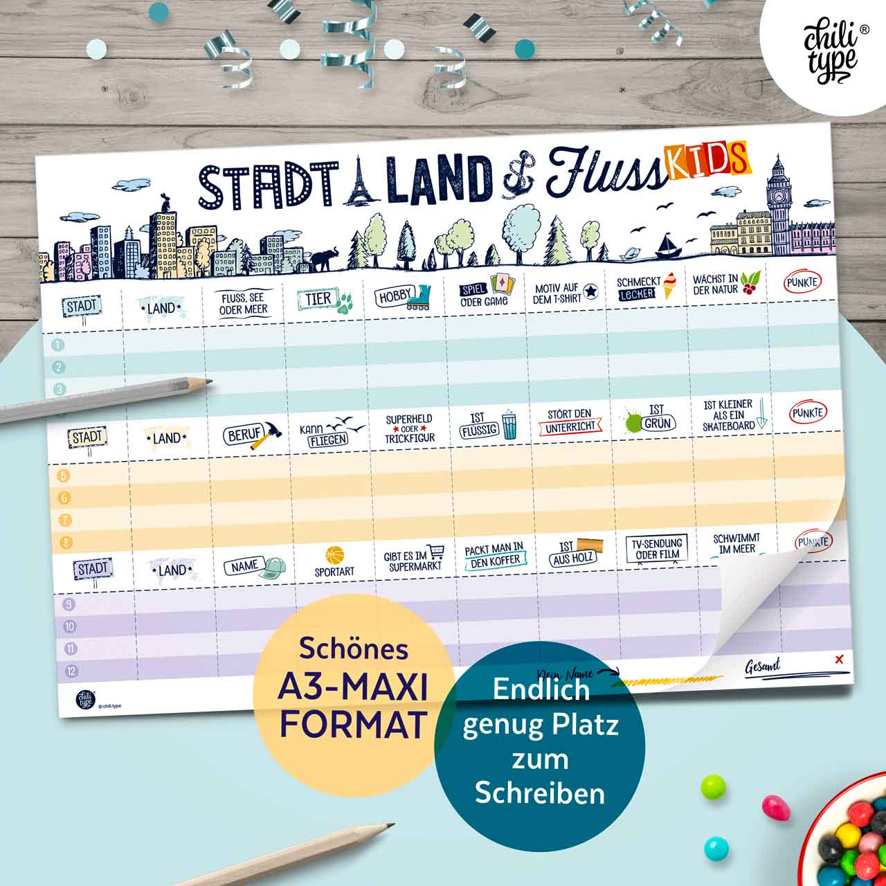 Stadt-Land-Fluss Kinder-Edition DIN A3
