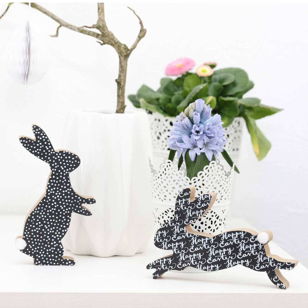 Ostern Holzaufsteller Hasen Puschelschwanz