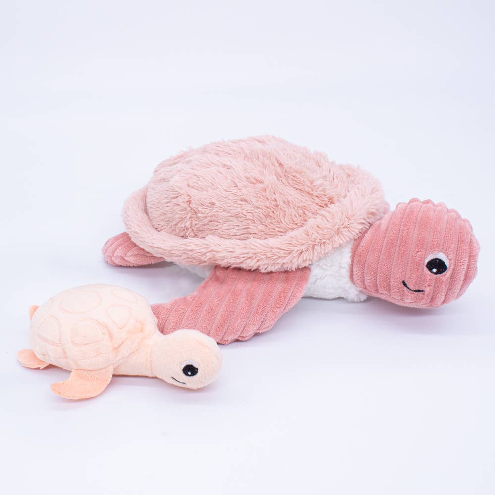 Les Ptipotos Mum & Baby Schildkröte Plüsch Rosa 30 cm – Nachhaltiges Kuscheltier-Duo