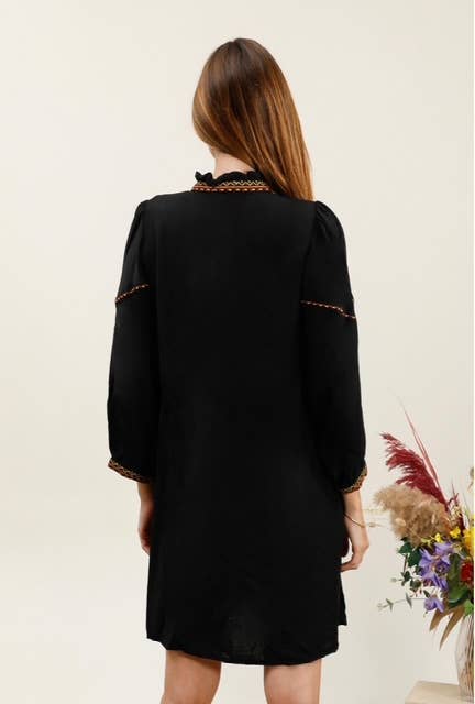 Kurzes Boho-Chic-Kleid mit Puffärmeln – MY06