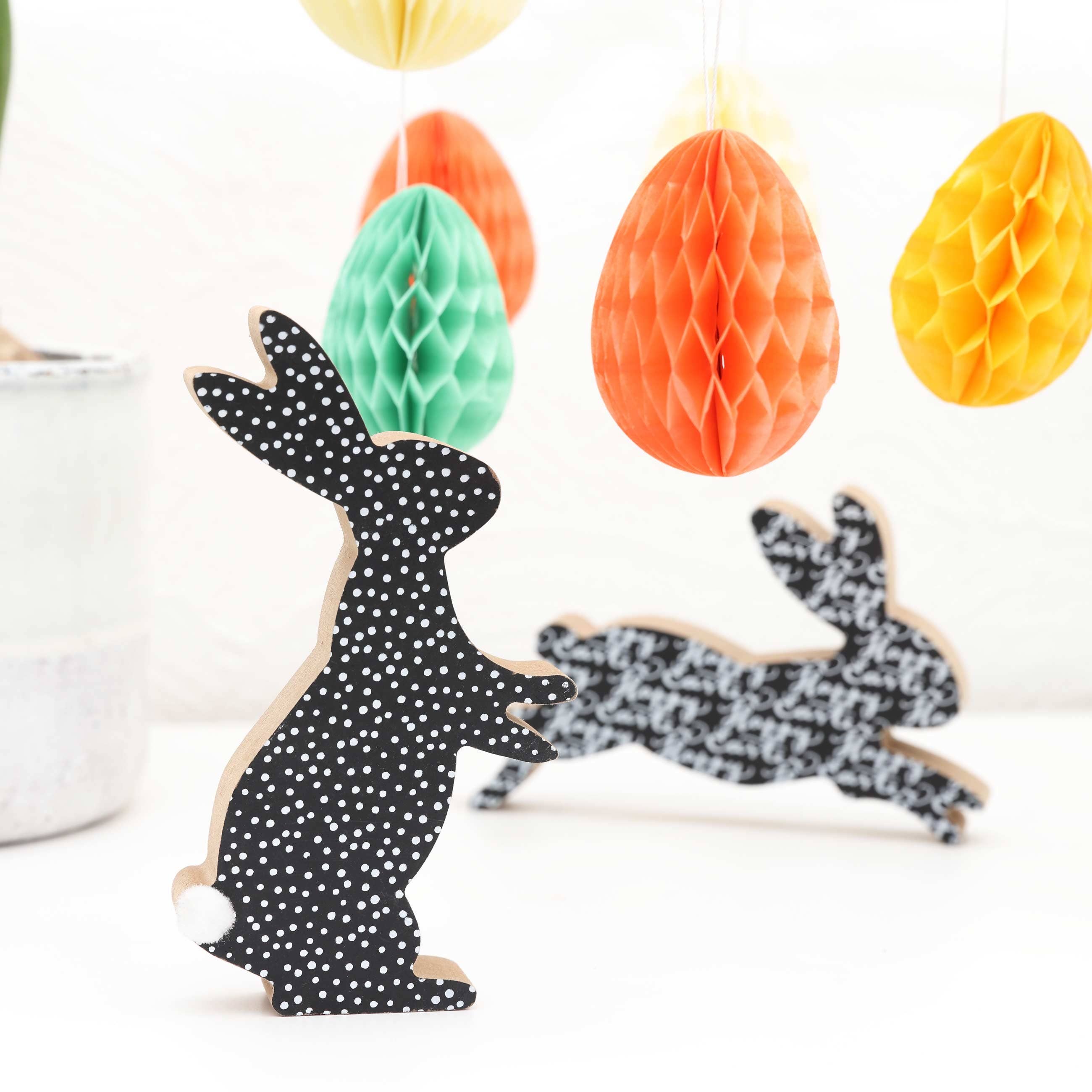 Ostern Holzaufsteller Hasen Puschelschwanz