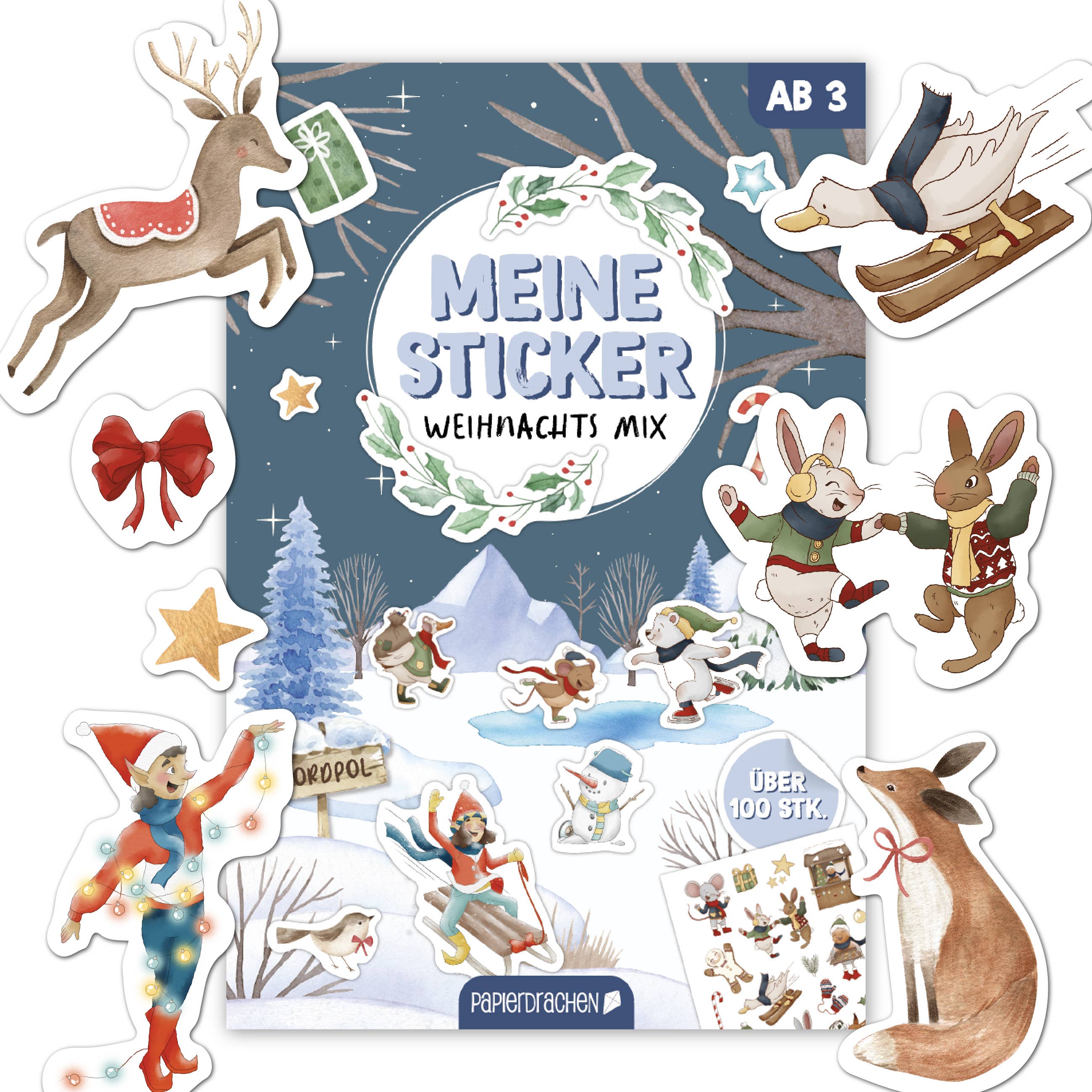 Stickerblock Weihnachten Aquarell - Set 01