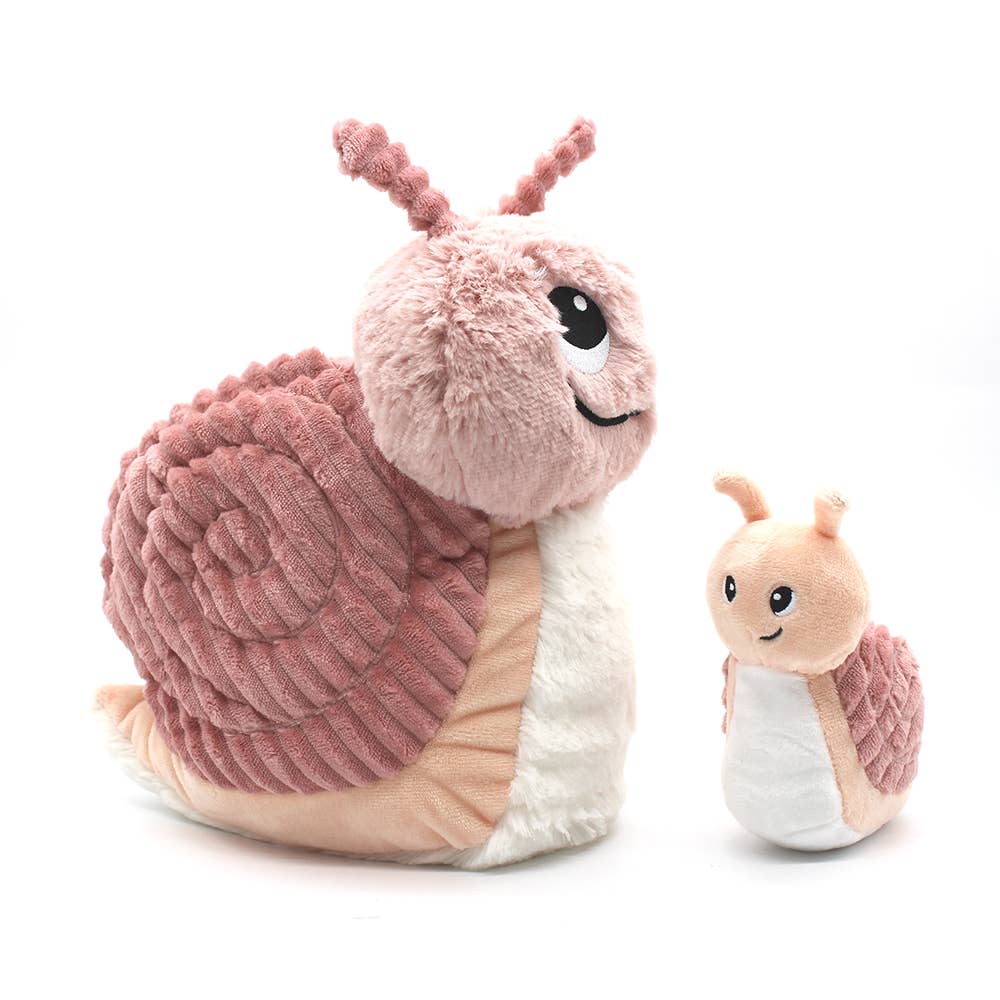 Les Ptipotos Plüsch Mama & Baby Schnecke Rosa 25 cm – Interaktives Kuscheltier