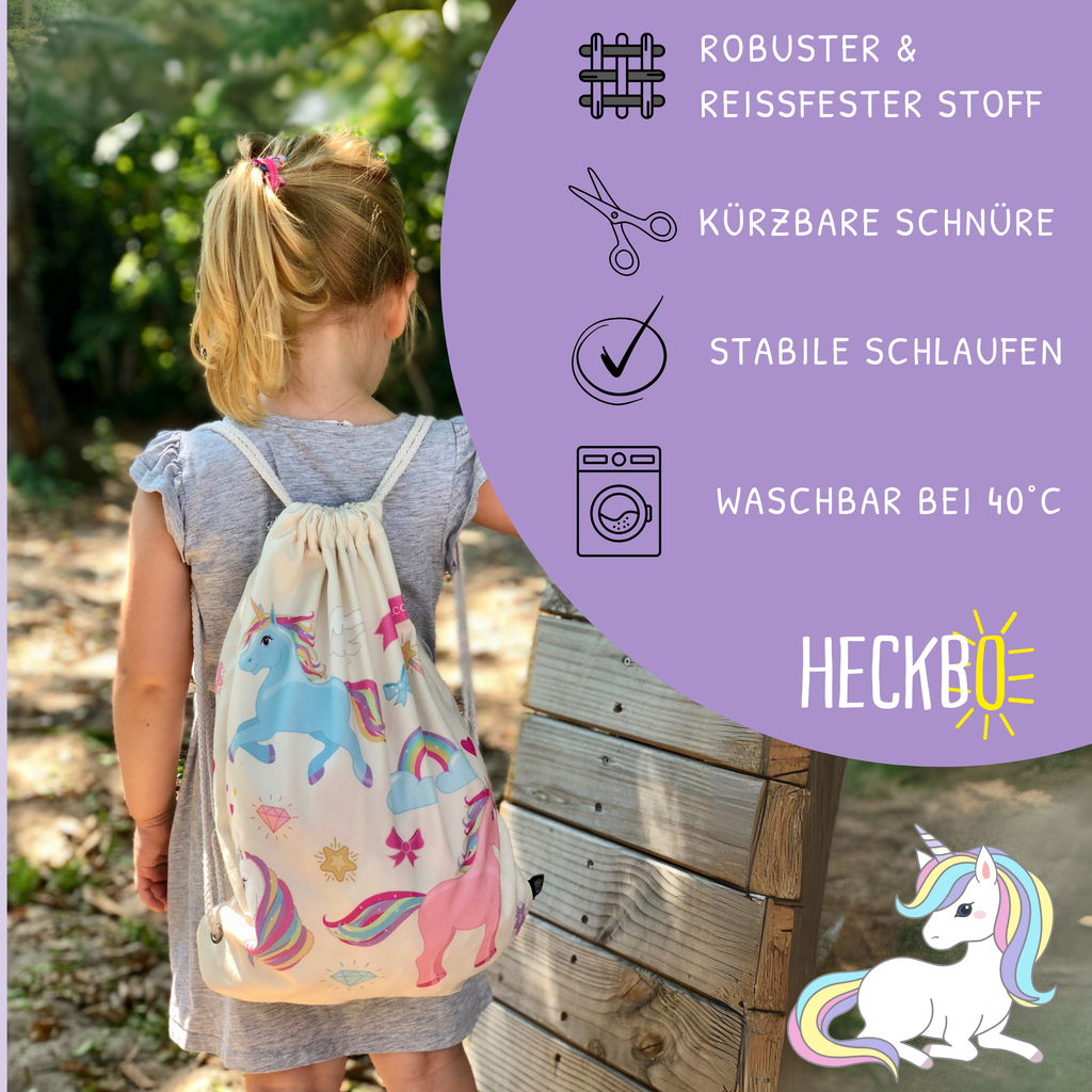 Kinder Turnbeutel Einhorn – Magischer Sportbeutel 40x32 cm von HECKBO