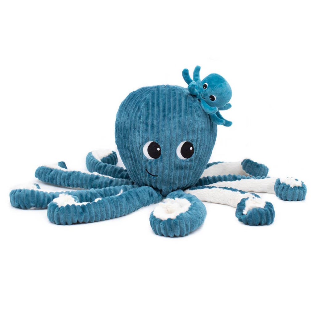 LES PTIPOTOS - 45CM PLÜSCH MAMA&BABY OKTOPUS BLAU