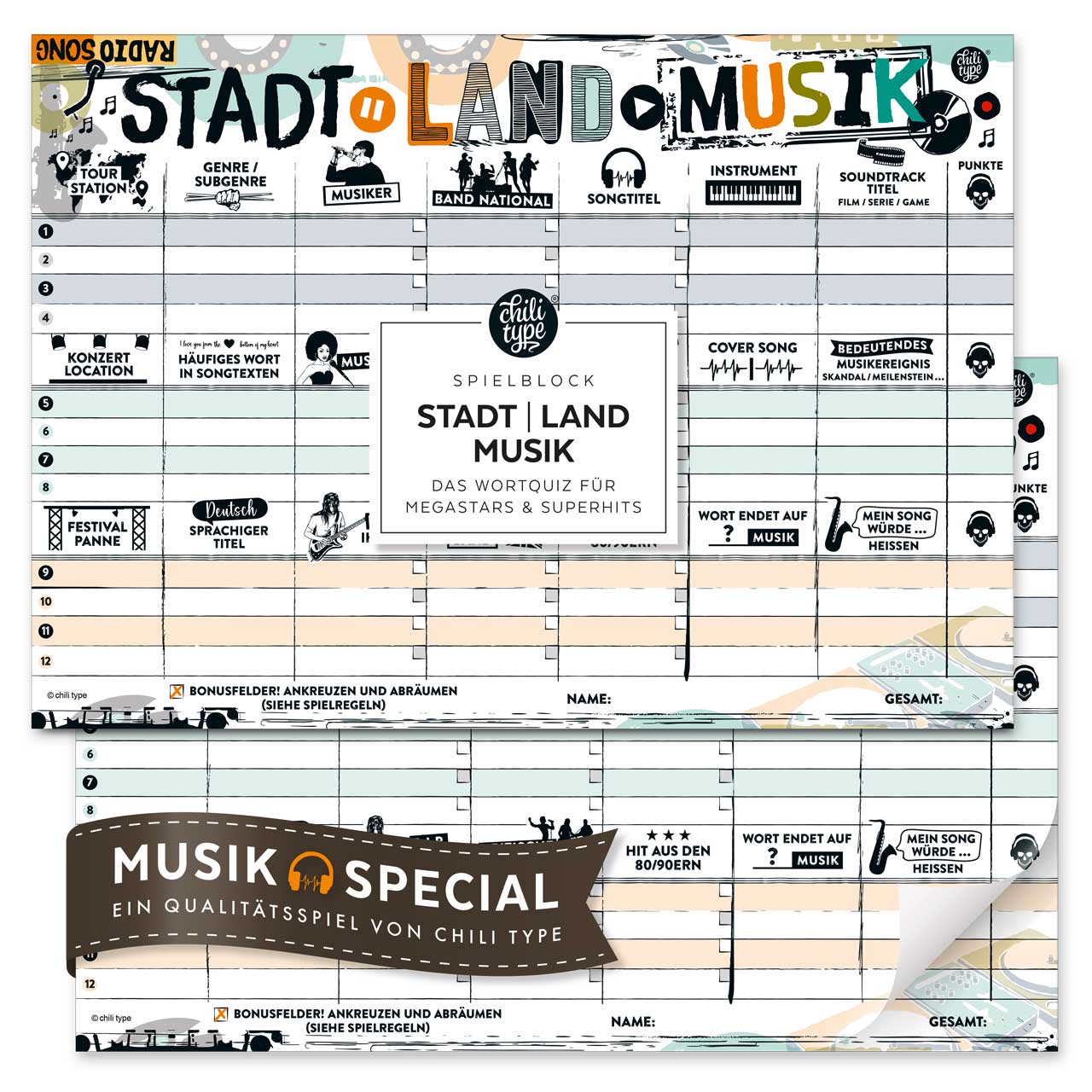 Stadt-Land-Musik - Spielblock DIN A4