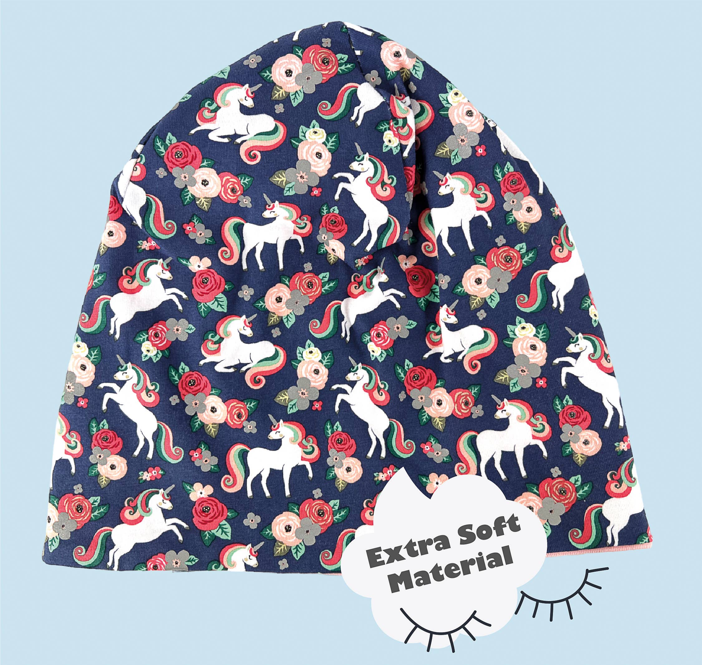 360° Reflektor Beanie & Loop – Einhorn - Jersey innen