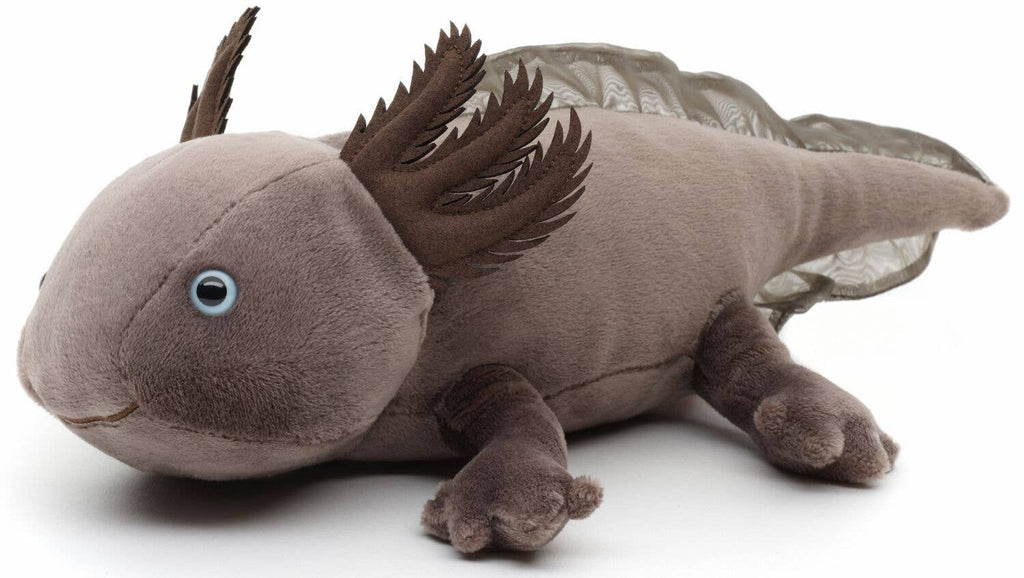Uni-Toys Axolotl Kuscheltier Braun-Grau – 32 cm, weiches Plüschtier