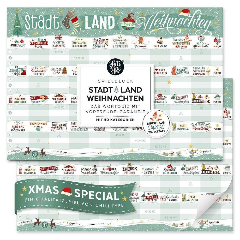Stadt-Land-Weihnachten - Spielblock DIN A3