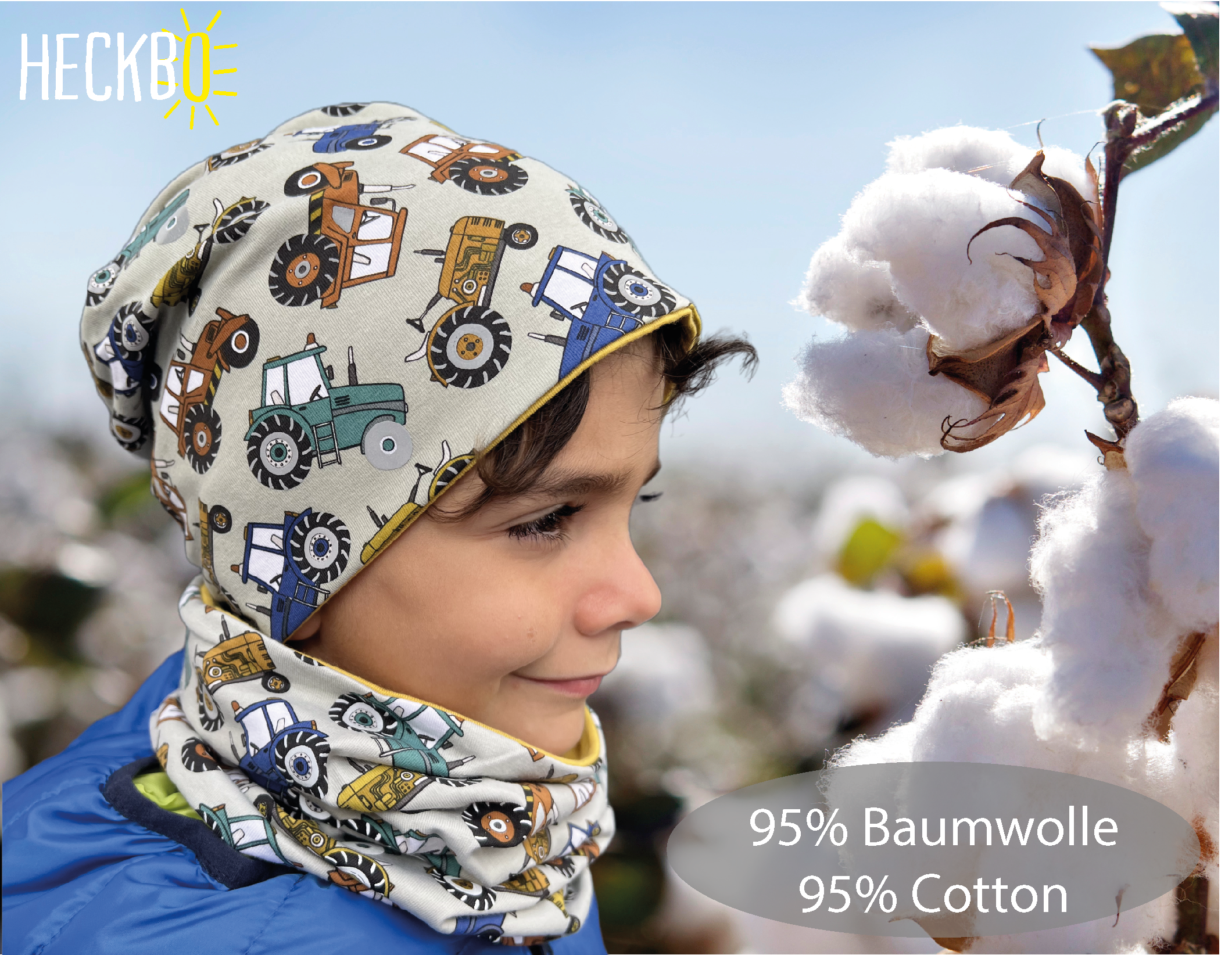 360° Reflektor Beanie & Loop – Traktor - Jersey innen