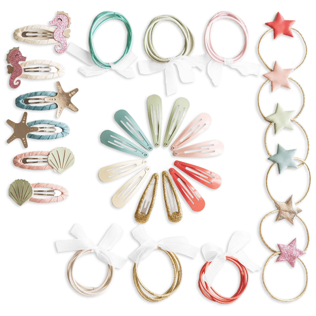 48 Haarspangen & Haargummis Meerjungfrau – Haar-Accessoires Set für Mädchen