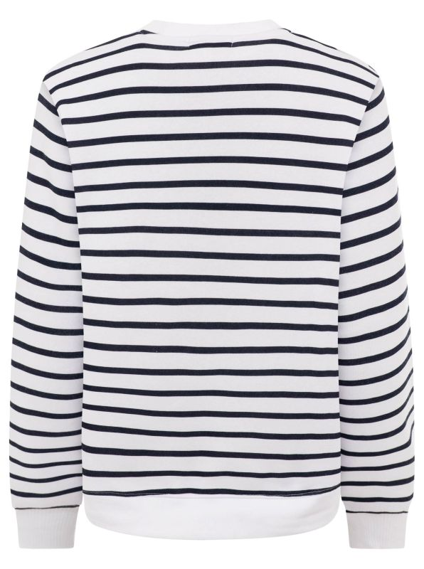 Sweatshirt Bisou Zwillingsherz – Rückansicht, klassisches Streifenmuster Weiß-Navy