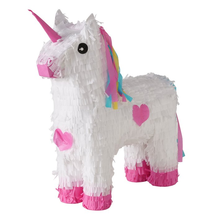 Einhorn Piñata handgemacht in Pink und Weiß, Freisteller
