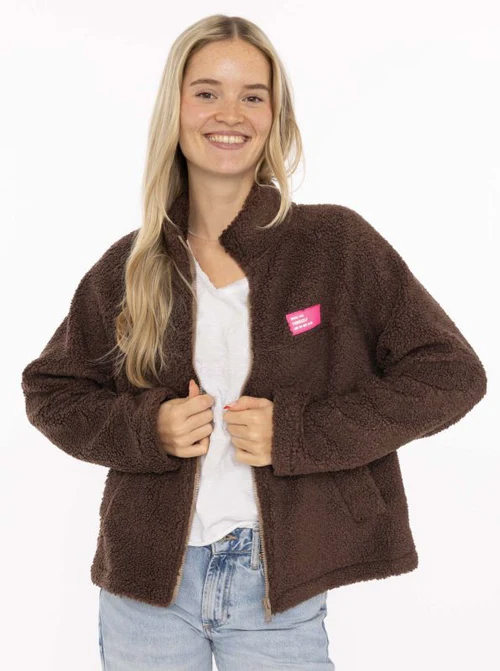 Teddy Fleece Jacke Damen Braun & Khaki – Kuschelwarme Winterjacke von zwillingsherz