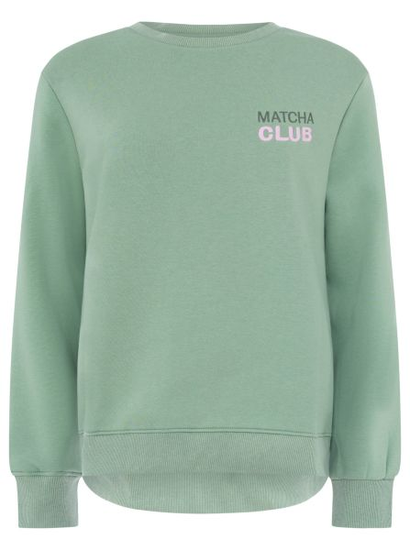 Sweatshirt Matcha Morning Zwillingsherz – Frontansicht Produktfoto, Mintgrün