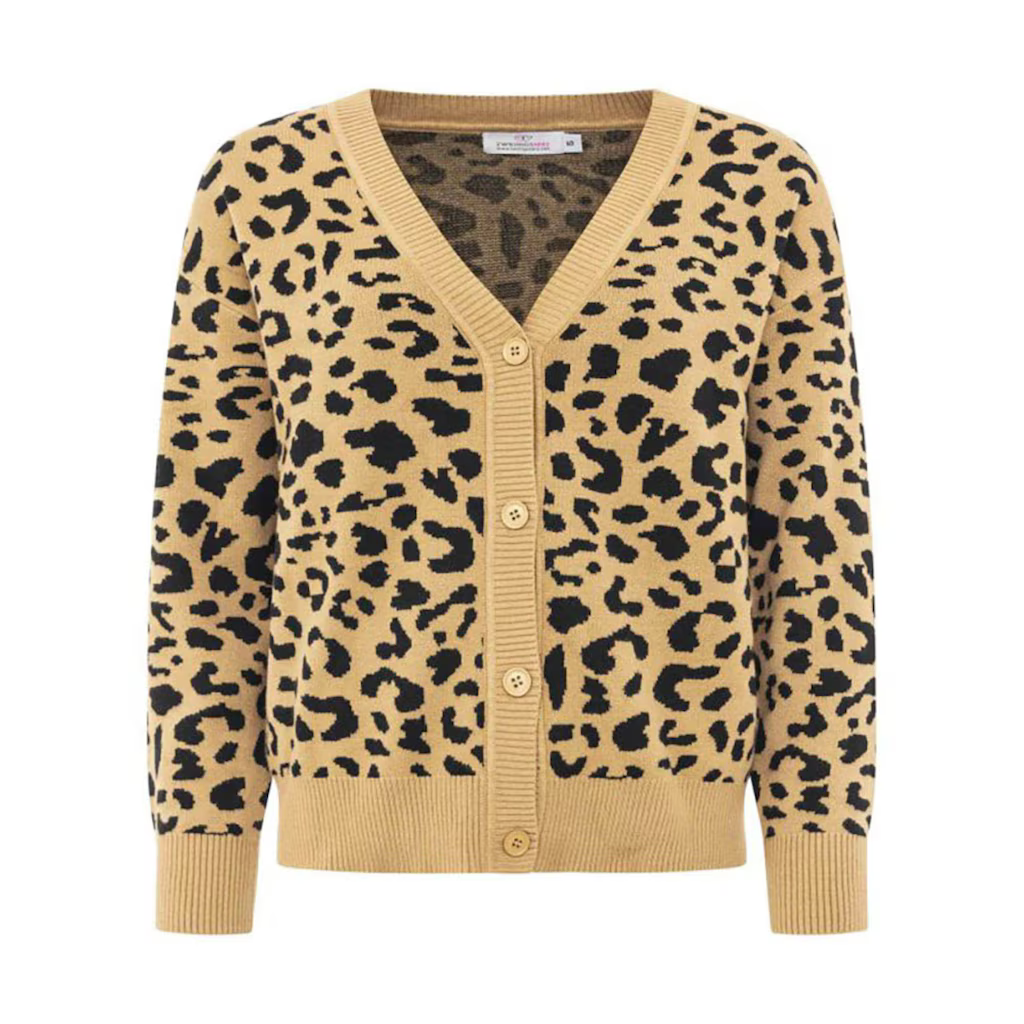 Strickjacke Damen Cardigan Classic Leo – Animalprint Jacquard von zwillingsherz