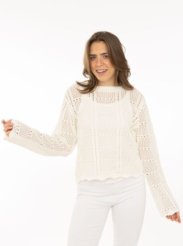Strickpullover Damen Lochstrick – Leichter Pullover von zwillingsherz in Creme, Braun & Rosa