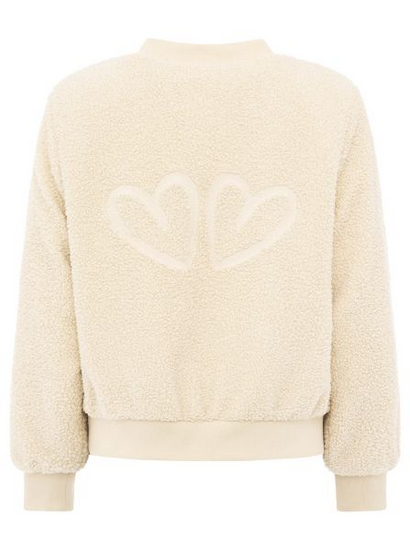 Teddy Bomberjacke Damen Good Vibes – Kuscheljacke Creme von zwillingsherz