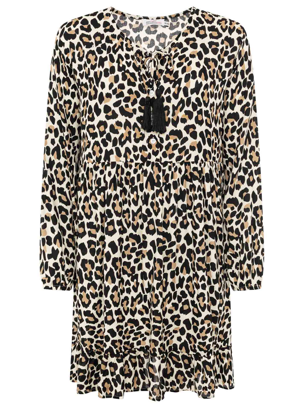 Viskosekleid Damen Leo Dream – Animalprint mit Tasseln von zwillingsherz