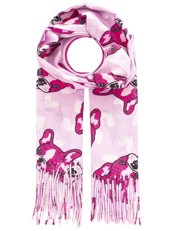 Schal Damen Frenchie Love Digital Print – Tuch mit Fransen von zwillingsherz